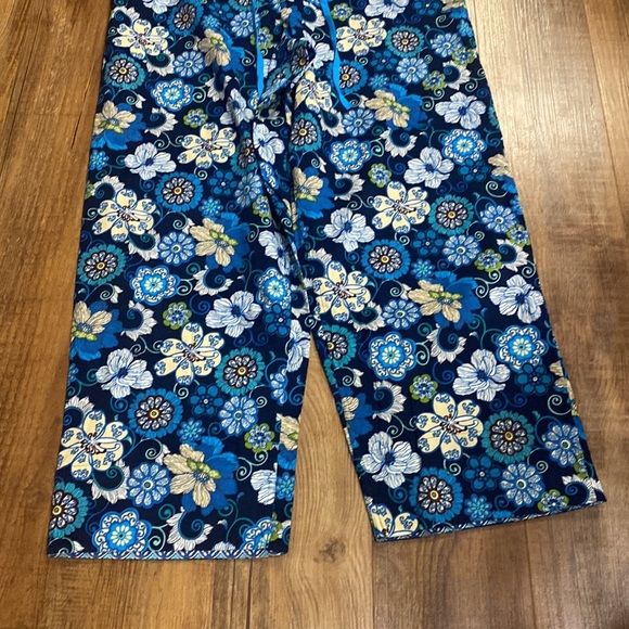 Vera Bradley blue floral corduroy wide leg drawstring waist pants size XL - Picture 5 of 8
